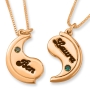24K Rose Gold Couple's Yin & Yang Names Necklaces with Birthstones - 2
