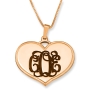 24K Rose Gold Plated Love Heart Necklace with Monogram Engraving - 1