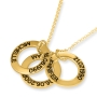 24K Yellow Gold Plated Name Rings Necklace with Birth Date (Up to 5 Names)  - 1