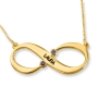 24K Yellow Gold Plated English Name Infinity Necklace with Two Birthstones - 1