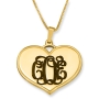 24K Yellow Gold Plated Love Heart Necklace with Monogram Engraving - 1