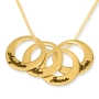 Hebrew Name Necklace 24K Yellow Gold Plated Name Rings Necklace (Up to 5 Names)  - 2
