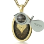 14K Gold and Onyx Necklace Micro-Inscribed with 24K Gold Heart and "I Love You" in 120 Languages - 5