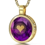 24K Gold Plated and Large Cubic Zirconia Necklace Micro-Inscribed with 24K Gold Heart and "I Love You" in 120 Languages - 13