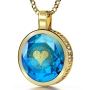 14K Gold and Large Cubic Zirconia Necklace Micro-Inscribed with 24K Gold Heart and "I Love You" in 120 Languages - 5