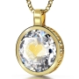 14K Gold and Large Cubic Zirconia Necklace Micro-Inscribed with 24K Gold Heart and "I Love You" in 120 Languages - 11