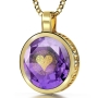14K Gold and Large Cubic Zirconia Necklace Micro-Inscribed with 24K Gold Heart and "I Love You" in 120 Languages - 12