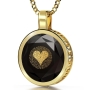 24K Gold Plated and Large Cubic Zirconia Necklace Micro-Inscribed with 24K Gold Heart and "I Love You" in 120 Languages - 1