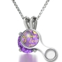 "I Love You" in 12 Languages: Sterling Silver and Swarovski Stone Necklace Micro-Inscribed with 24K Gold - 6