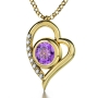 "I Love You" in 12 Languages: 24K Gold Plated and Swarovski Stone Heart Necklace Micro-Inscribed with 24K Gold - 3