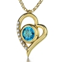"I Love You" in 12 Languages: 24K Gold Plated and Swarovski Stone Heart Necklace Micro-Inscribed with 24K Gold - 2