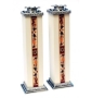 Ester Shahaf Tall Painted Wood and Pewter Candlesticks - Star of David - 1