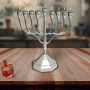 Nickel Plated Straight Branched Chabad-Style Hanukkah Menorah - 3
