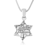 Marina Jewelry Sterling Silver and Blue Enamel Star of David Pendant With Menorah - 2