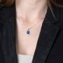 Sterling Silver and Blue Sapphire Hamsa Necklace With Zirconia Stone - 2