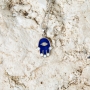 Sterling Silver and Blue Sapphire Hamsa Necklace With Zirconia Stone - 4