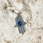 Sterling Silver and Eilat Stone Hamsa Necklace With Bubble Design - 6