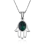 Marina Jewelry 925 Sterling Silver and Eilat Stone Hollow Hamsa Necklace  - 1
