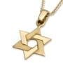 14K Yellow Gold Interlocking Star of David Pendant Necklace - 1