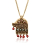 Brass & Stone Hamsa Necklace adapted from child's amulet. Kurdistan 19th Century - 1