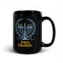 Happy Hanukkah Classic Menorah Black Mug - 5