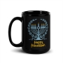Happy Hanukkah Classic Menorah Black Mug - 4