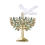 Gold Plated Jeweled Menorah Wall Hanging - Pomegranates and Flowers (Choice of Colors) - 1