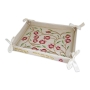 Large Embroidered Challah Basket with Glass Plate – Gold with Red Pomegranates - 1