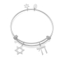 Stainless Steel Chai and Star of David Bangle by Adi - 2