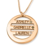 Gold Plated Three English/Hebrew Names Circular Necklace with Birthstones - 2
