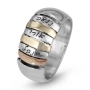925 Sterling Silver & 14K Gold Mom's Personalized Hebrew Names Ring (Up to 3 Names) - 1