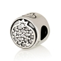 925 Sterling Silver Circular Pomegranate Bead Charm with Zircon Stones – Rhodium Plated - 1
