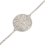 925 Sterling Silver Circular Tree of Life Bracelet with White Zircon Stones – Rhodium Plated - 1