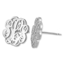 925 Sterling Silver Cursive Monogram KK Initial Earrings - 2