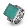 925 Sterling Silver Filigree Ring With Roman Glass - 1