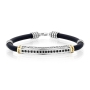 925 Sterling Silver & Silicon Priestly Blessing Bracelet with 9K Gold and Onyx Stones - 1