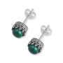 925 Sterling Silver Majestic Crown Stud Earrings with Eilat Stone - 1