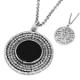 925 Sterling Silver Men's Kabbalah Necklace With Black Onyx Stone - 1