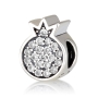 925 Sterling Silver Pomegranate Bead Charm with Zircon Stones – Rhodium Plated - 1