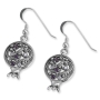 925 Sterling Silver Pomegranate Earrings With Filigree Design and Amethyst Stones - 1