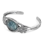 925 Sterling Silver Roman Glass Bracelet with Leaf Decoration - 2