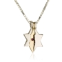 925 Sterling Silver Star of David and 14K Gold Land of Israel Necklace with Garnet Stone - 1