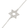 925 Sterling Silver Star of David Bracelet with White Zircon Stones – Rhodium Plated - 1