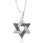 925 Sterling Silver Star of David Pendant with Black & White Zircon Stones - 1