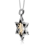 925 Sterling Silver Star of David with 9K Gold Lion of Judah Pendant - 2