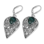 925 Sterling Silver Teardrop Earrings With Filigree Design and Eilat Stone - 1