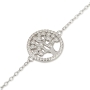 925 Sterling Silver Tree of Life Bracelet with Halo of White Zircon Stones – Rhodium Plated - 1