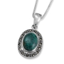 925 Sterling Silver Vintage Necklace with Eilat Stone & Gemstones – Oval - 1