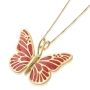 Adina Plastelina 24K Gold Plated Large Butterfly Necklace - Coral - 1