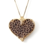 Adina Plastelina Filigree Gold Plated Heart Necklace - Leopard (Large) - 1